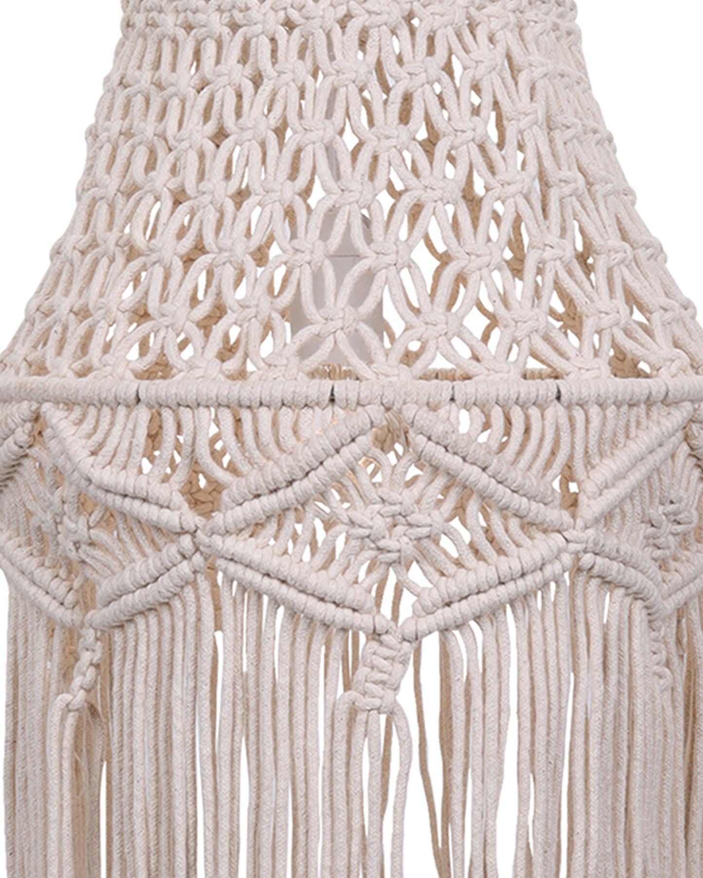 Macrame Lamp Shade Boho Hanging Pendant Light Cover,Handmade Woven Bohemian Decoration Chandelier Shade for Modern Office Bedroom Living Room Nursery Dorm, E27