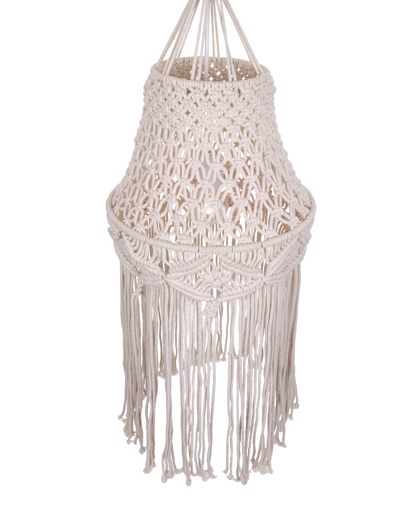 Macrame Lamp Shade Boho Hanging Pendant Light Cover,Handmade Woven Bohemian Decoration Chandelier Shade for Modern Office Bedroom Living Room Nursery Dorm, E27
