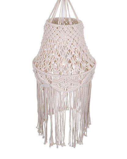 Macrame Lamp Shade Boho Hanging Pendant Light Cover,Handmade Woven Bohemian Decoration Chandelier Shade for Modern Office Bedroom Living Room Nursery Dorm, E27