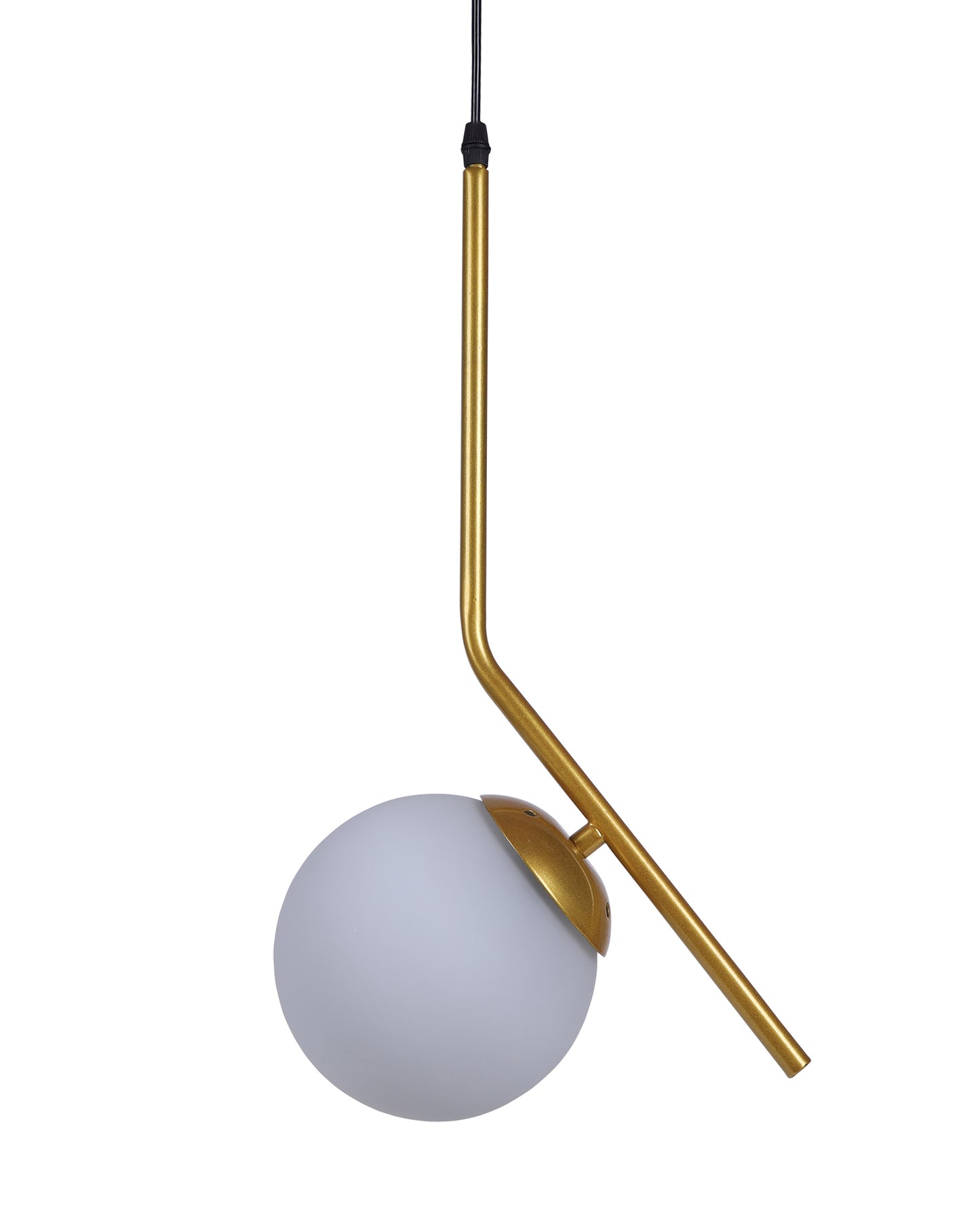 Mid Century Modern Light Chandelier Lighting, White Frosted Glass Globe Lampshade Pendant Indoor Hanging Light Fixture, Golden Tilt L