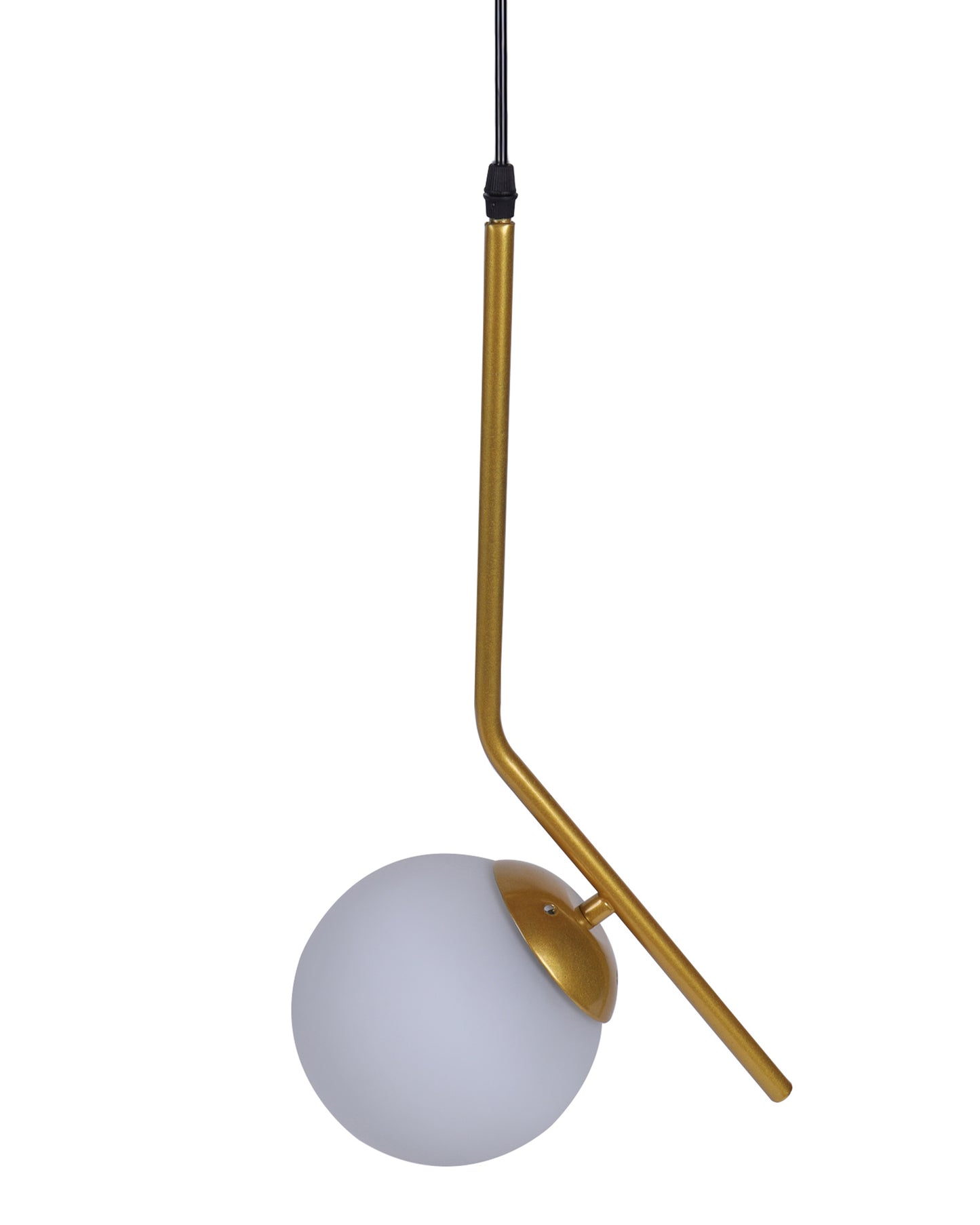 Mid Century Modern Light Chandelier Lighting, White Frosted Glass Globe Lampshade Pendant Indoor Hanging Light Fixture, Golden Tilt L