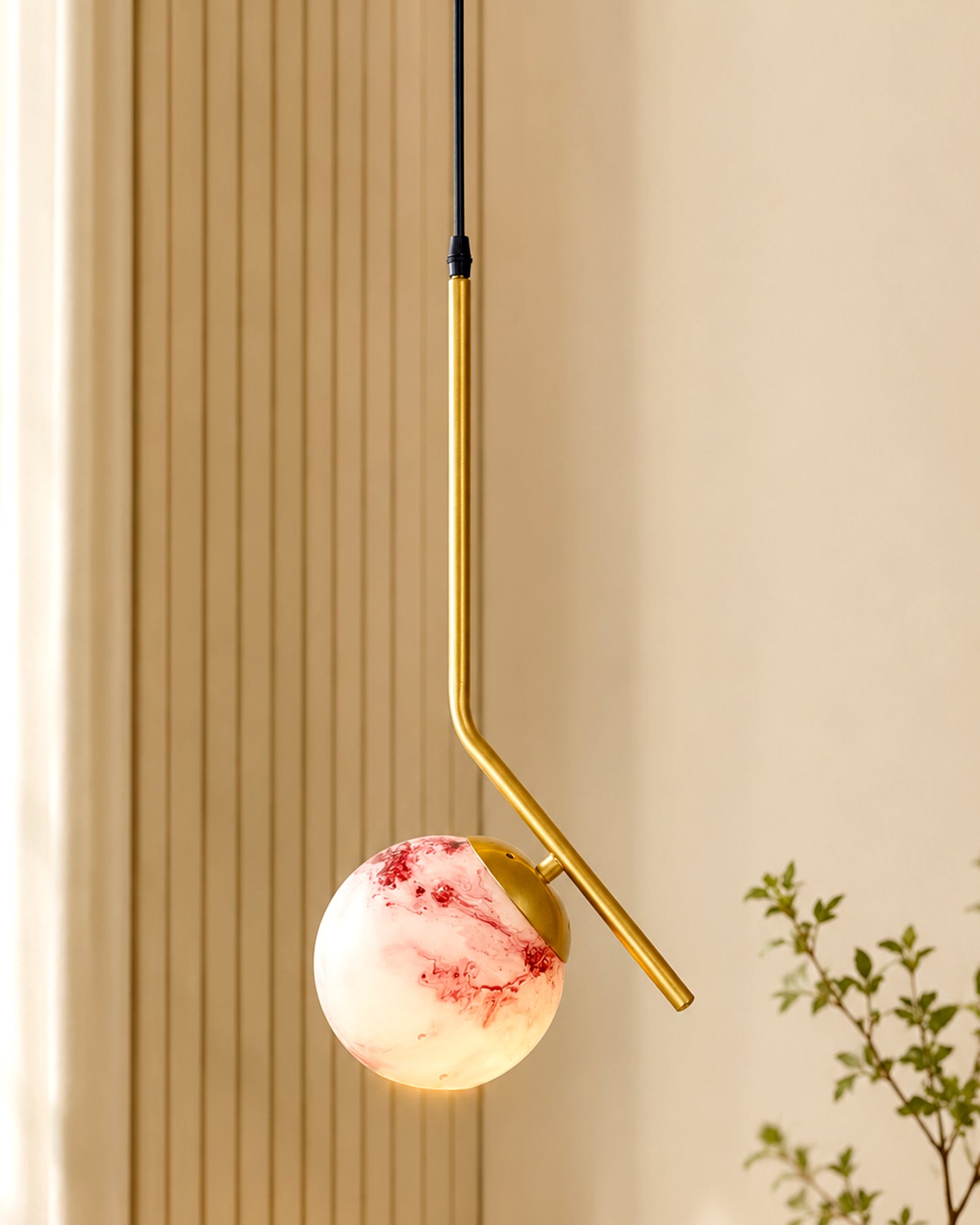 Mid Century Modern Golden Light Chandelier , Planet Series Frosted Glass Globe Lampshade Pendant Indoor Hanging Light Fixture, Tilt L
