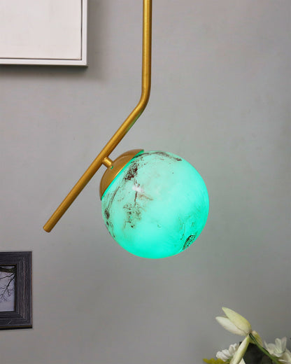 Mid Century Modern Golden Light Chandelier , Planet Series Frosted Glass Globe Lampshade Pendant Indoor Hanging Light Fixture, Tilt L
