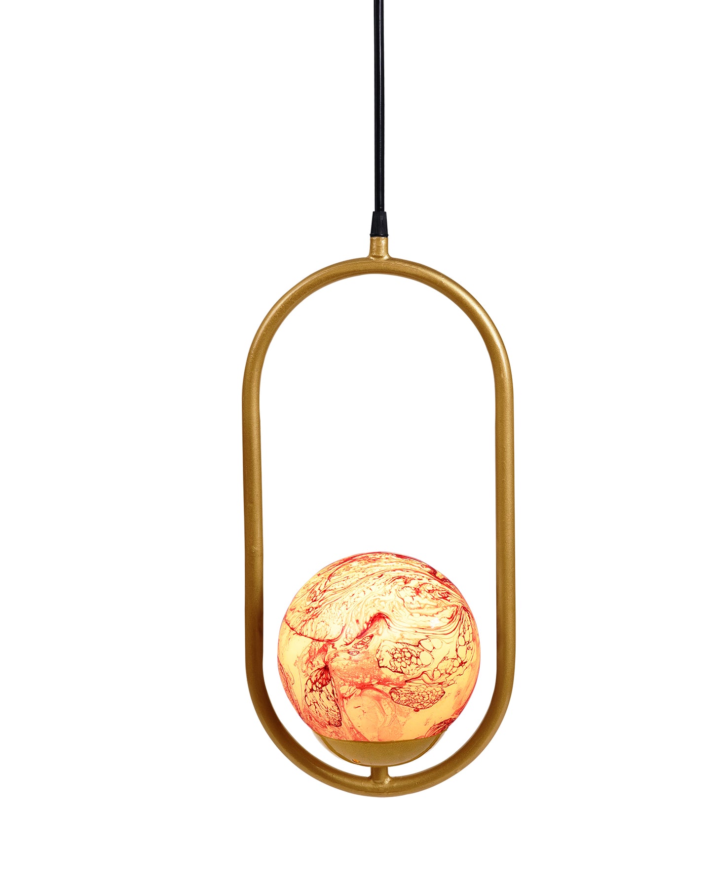Mid Century Modern Golden Light Chandelier , Planet Series Frosted Glass Globe Lampshade Pendant Indoor Hanging Light Fixture, Oval