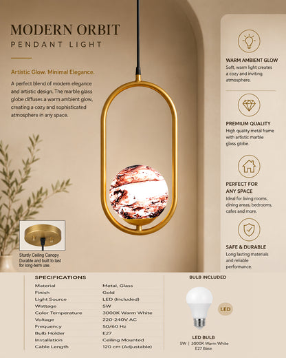 Mid Century Modern Golden Light Chandelier , Planet Series Frosted Glass Globe Lampshade Pendant Indoor Hanging Light Fixture, Oval