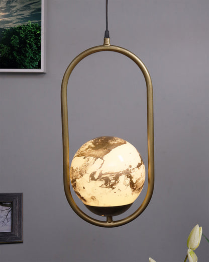 Mid Century Modern Golden Light Chandelier , Planet Series Frosted Glass Globe Lampshade Pendant Indoor Hanging Light Fixture, Oval