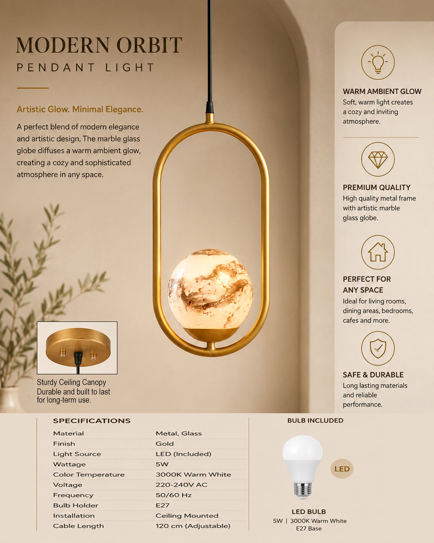 Mid Century Modern Golden Light Chandelier , Planet Series Frosted Glass Globe Lampshade Pendant Indoor Hanging Light Fixture, Oval