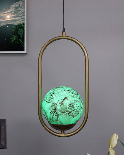 Mid Century Modern Golden Light Chandelier , Planet Series Frosted Glass Globe Lampshade Pendant Indoor Hanging Light Fixture, Oval