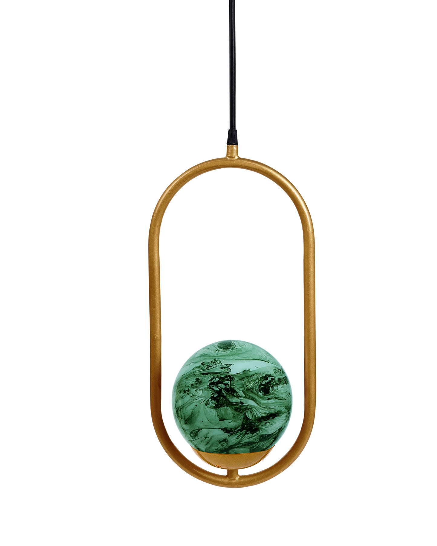 Mid Century Modern Golden Light Chandelier , Planet Series Frosted Glass Globe Lampshade Pendant Indoor Hanging Light Fixture, Oval