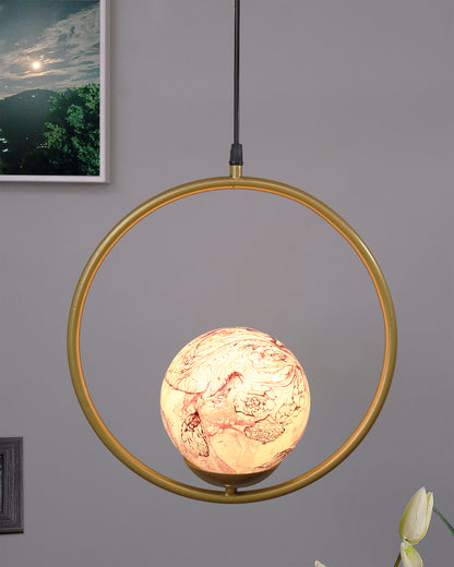 Mid Century Modern Golden Light Chandelier , Planet Series Frosted Glass Globe Lampshade Pendant Indoor Hanging Light Fixture, Round