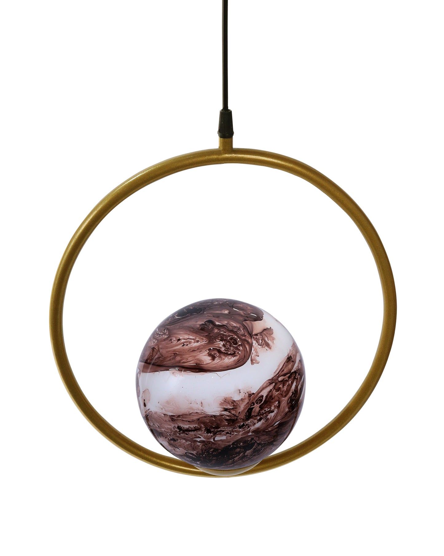 Mid Century Modern Golden Light Chandelier , Planet Series Frosted Glass Globe Lampshade Pendant Indoor Hanging Light Fixture, Round