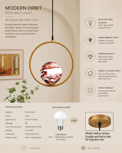 Mid Century Modern Golden Light Chandelier , Planet Series Frosted Glass Globe Lampshade Pendant Indoor Hanging Light Fixture, Round