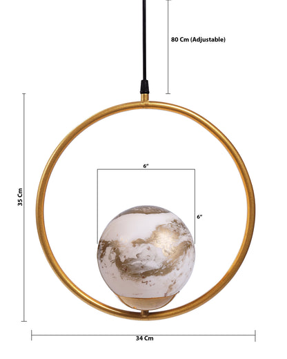 Mid Century Modern Golden Light Chandelier , Planet Series Frosted Glass Globe Lampshade Pendant Indoor Hanging Light Fixture, Round