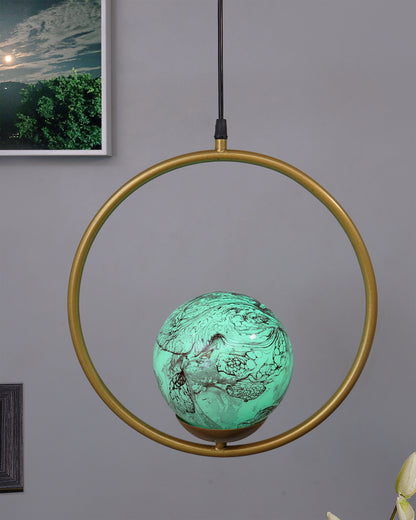 Mid Century Modern Golden Light Chandelier , Planet Series Frosted Glass Globe Lampshade Pendant Indoor Hanging Light Fixture, Round