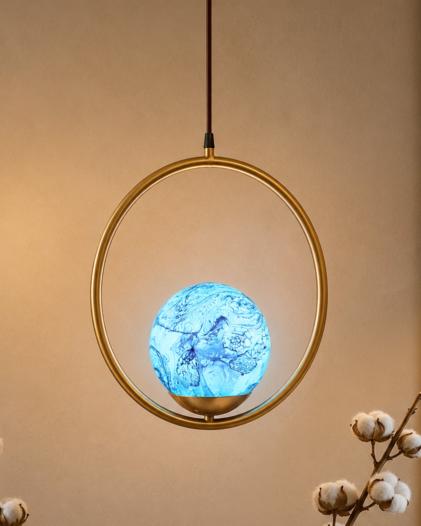 Mid Century Modern Golden Light Chandelier , Planet Series Frosted Glass Globe Lampshade Pendant Indoor Hanging Light Fixture, Round