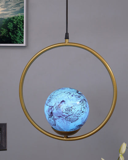 Mid Century Modern Golden Light Chandelier , Planet Series Frosted Glass Globe Lampshade Pendant Indoor Hanging Light Fixture, Round
