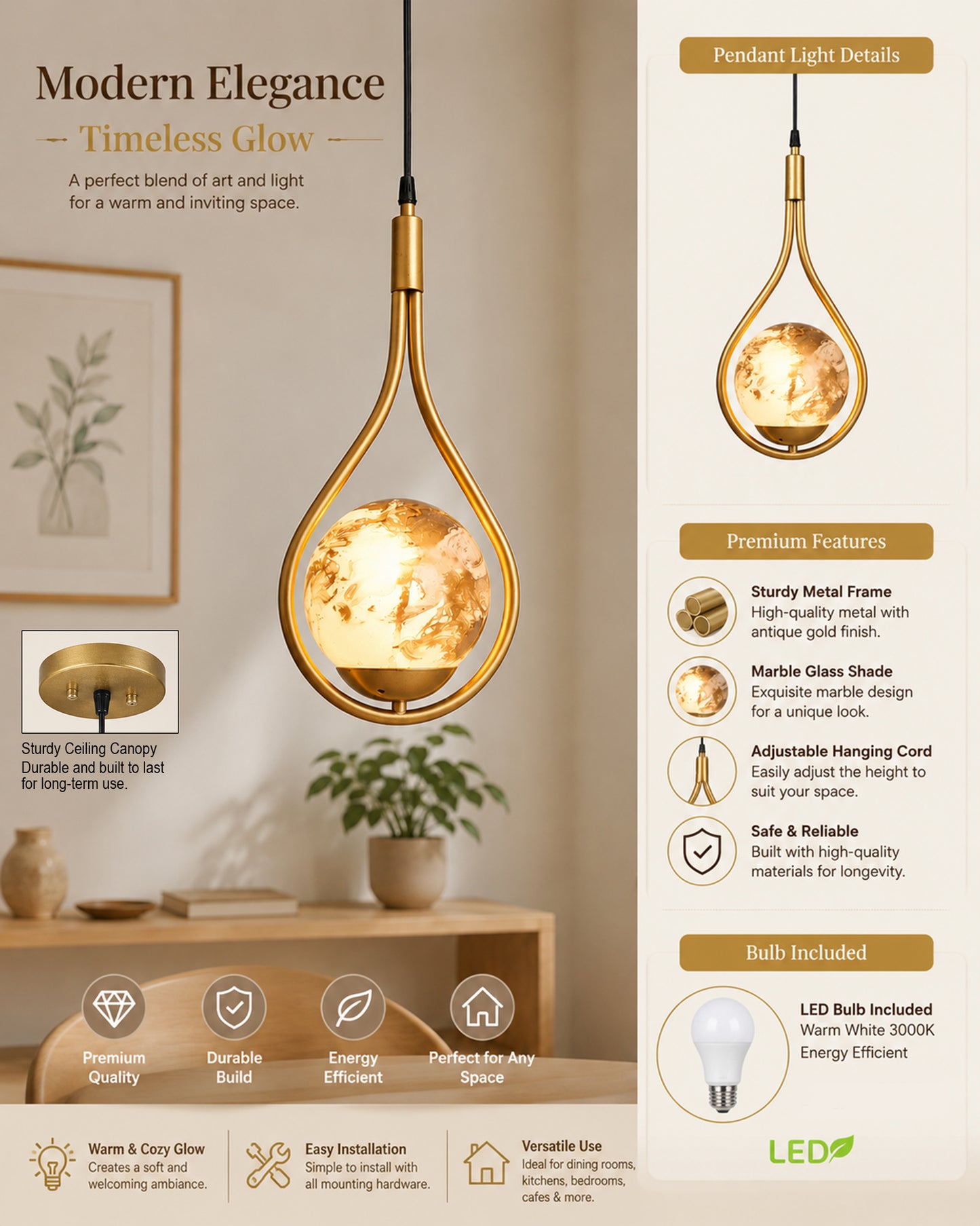Mid Century Modern Golden Light Chandelier , Planet Series Frosted Glass Globe Lampshade Pendant Indoor Hanging Light Fixture, Water Drop