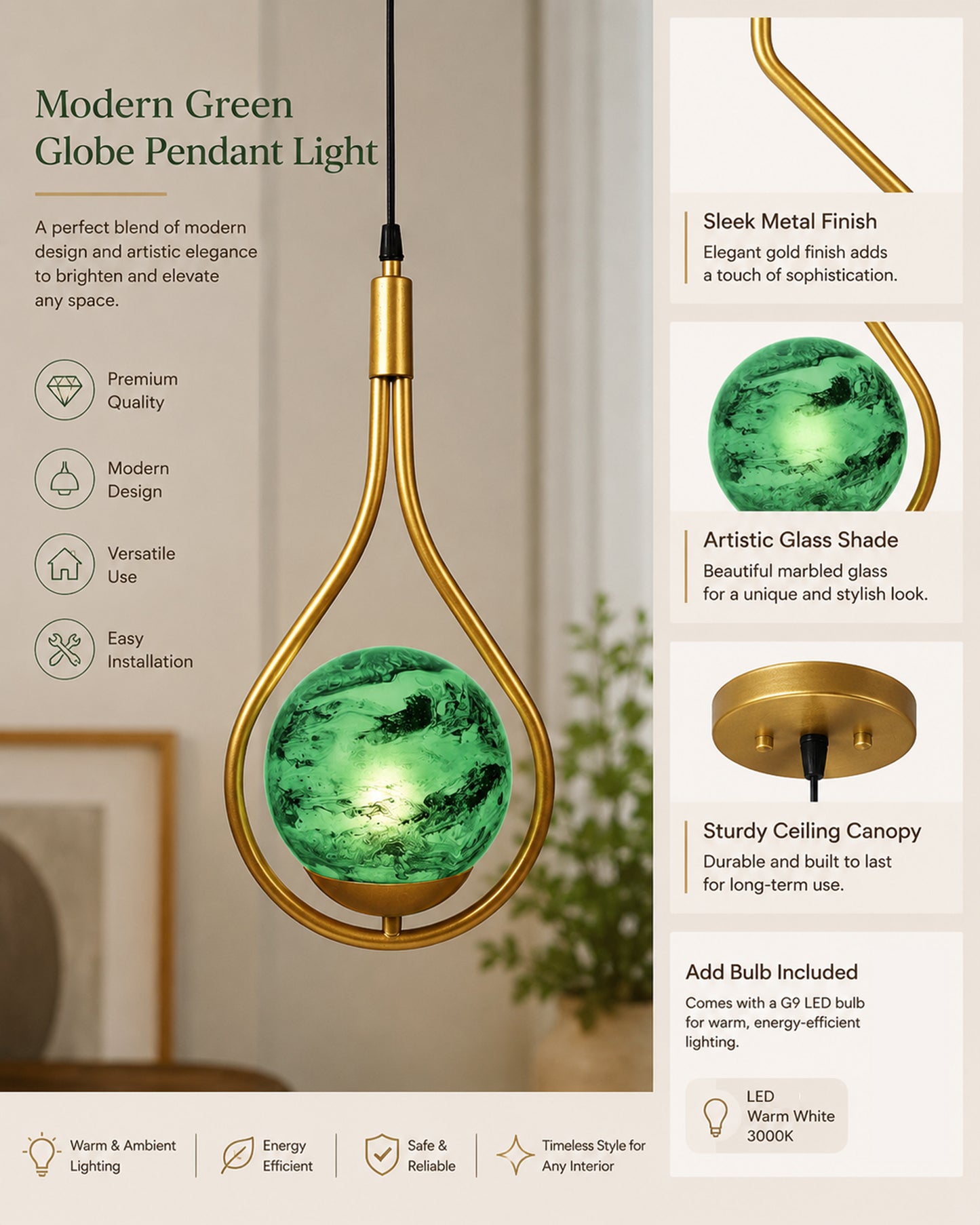 Mid Century Modern Golden Light Chandelier , Planet Series Frosted Glass Globe Lampshade Pendant Indoor Hanging Light Fixture, Water Drop