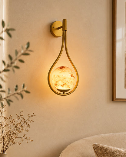Mid Century Modern Golden Light Wall lamp , Planet Series Frosted Glass Globe Lampshade Light Indoor Hanging Light Fixture, Wall Drop