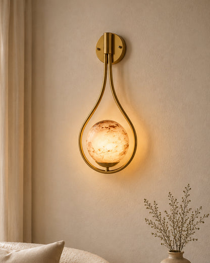 Mid Century Modern Golden Light Wall lamp , Planet Series Frosted Glass Globe Lampshade Light Indoor Hanging Light Fixture, Wall Drop