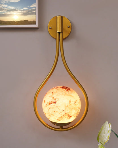 Mid Century Modern Golden Light Wall lamp , Planet Series Frosted Glass Globe Lampshade Light Indoor Hanging Light Fixture, Wall Drop