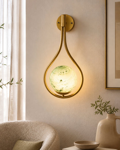 Mid Century Modern Golden Light Wall lamp , Planet Series Frosted Glass Globe Lampshade Light Indoor Hanging Light Fixture, Wall Drop