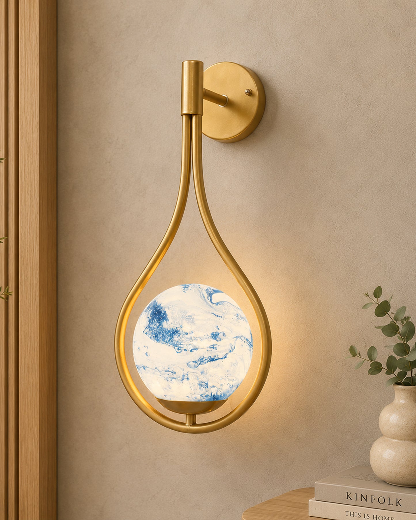 Mid Century Modern Golden Light Wall lamp , Planet Series Frosted Glass Globe Lampshade Light Indoor Hanging Light Fixture, Wall Drop