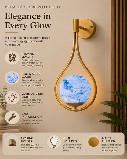 Mid Century Modern Golden Light Wall lamp , Planet Series Frosted Glass Globe Lampshade Light Indoor Hanging Light Fixture, Wall Drop