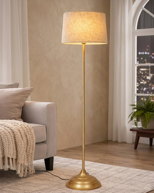 Contemporary Metal Floor Lamp,Contemporary Minimalist Standing Floor Light with Iron Legs, E27 Lamp Base, Modern Design Standing Light for Living Room,Bedroom,Antique Gold