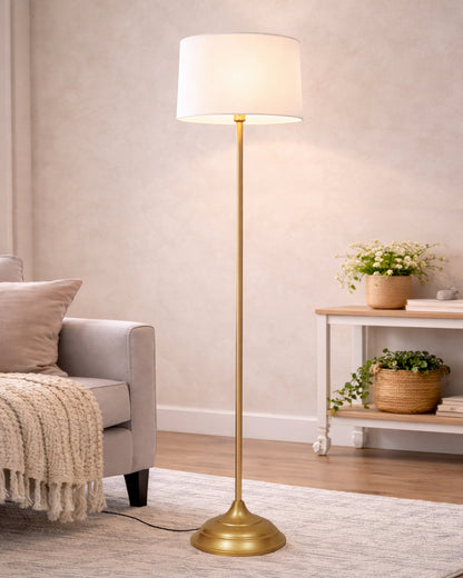Contemporary Metal Floor Lamp,Contemporary Minimalist Standing Floor Light with Iron Legs, E27 Lamp Base, Modern Design Standing Light for Living Room,Bedroom,Antique Gold