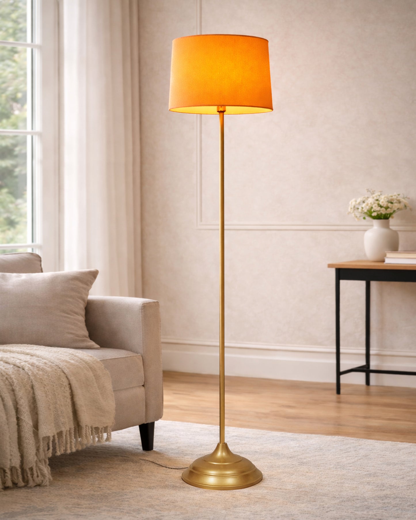 Contemporary Metal Floor Lamp,Contemporary Minimalist Standing Floor Light with Iron Legs, E27 Lamp Base, Modern Design Standing Light for Living Room,Bedroom,Antique Gold