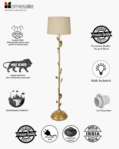 Contemporary Metal Floor Lamp,Contemporary Minimalist Standing Floor Light with Iron Legs, E27 Lamp Base, Modern Design Standing Light for Living Room,Bedroom,Antique Gold