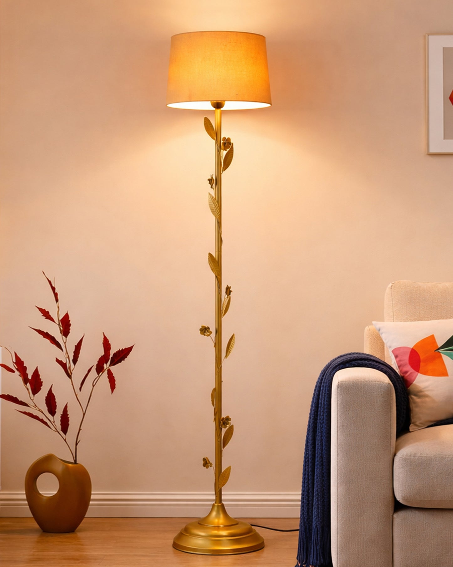 Contemporary Metal Floor Lamp,Contemporary Minimalist Standing Floor Light with Iron Legs, E27 Lamp Base, Modern Design Standing Light for Living Room,Bedroom,Antique Gold