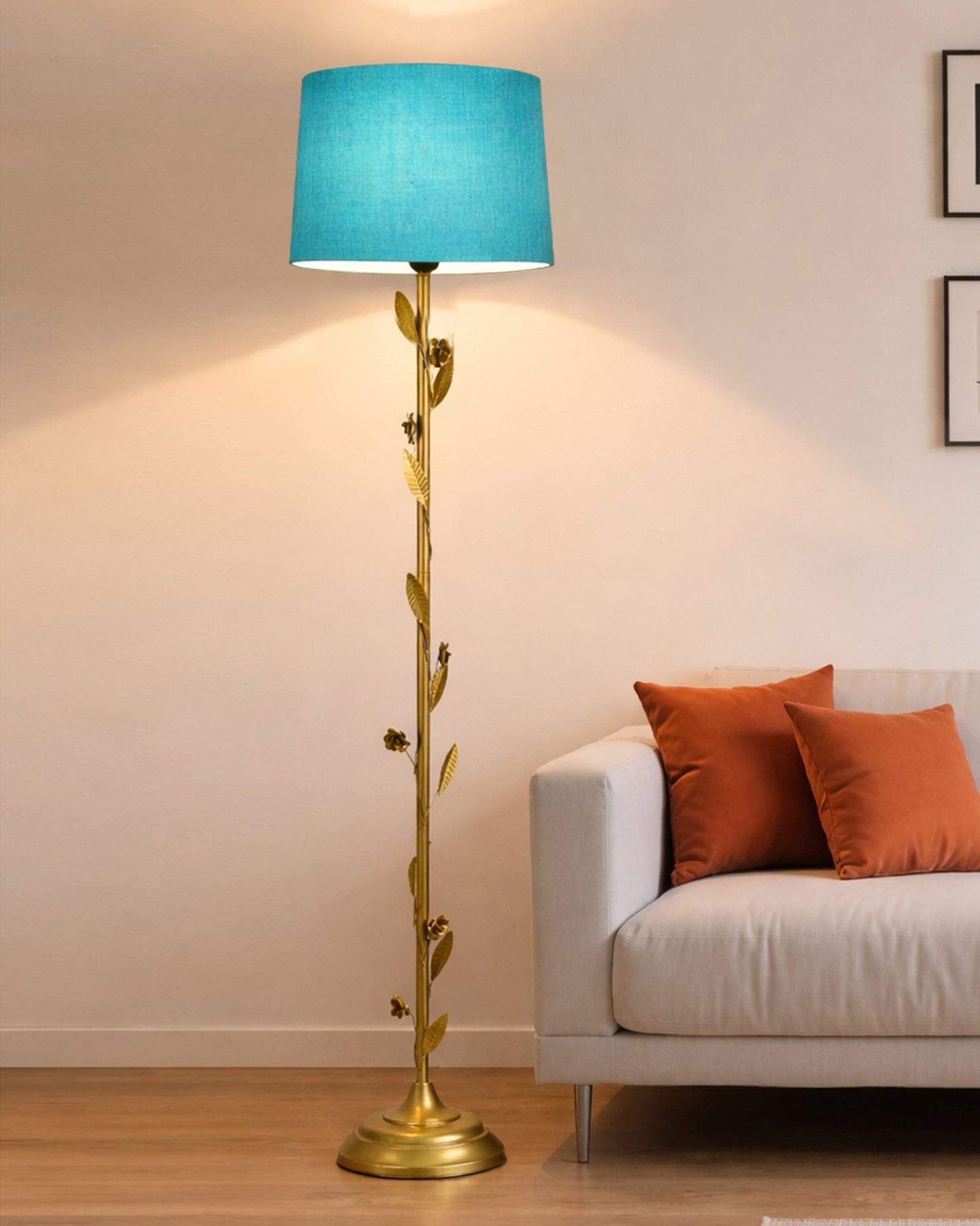 Contemporary Metal Floor Lamp,Contemporary Minimalist Standing Floor Light with Iron Legs, E27 Lamp Base, Modern Design Standing Light for Living Room,Bedroom,Antique Gold