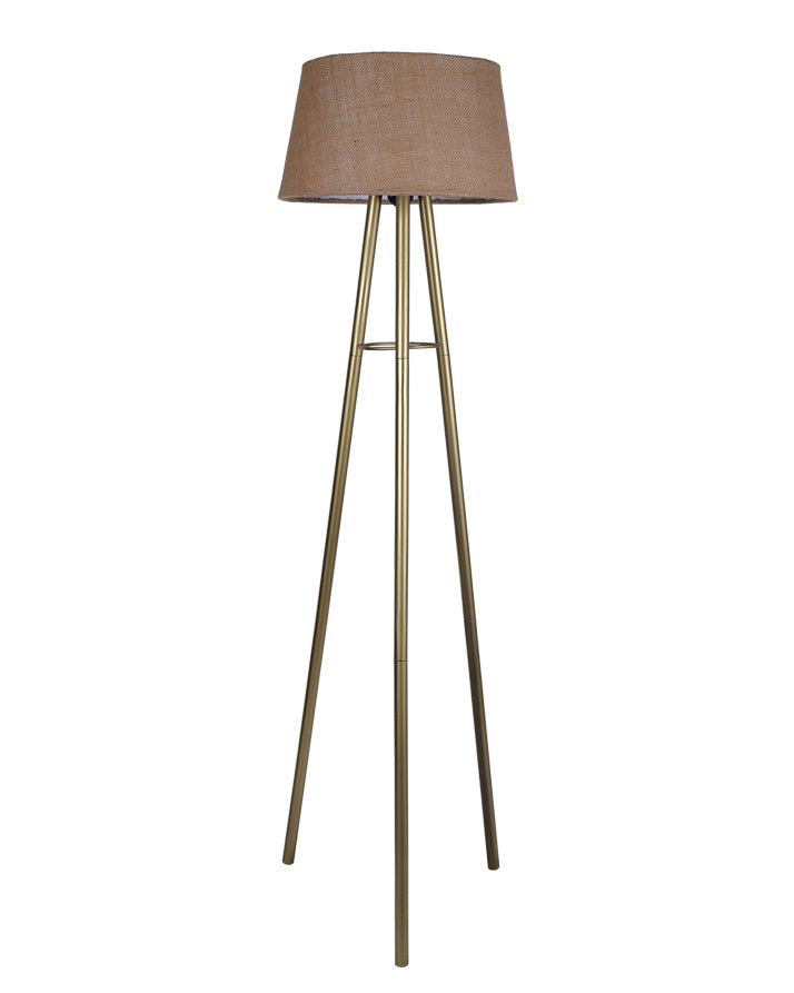 Mid Century Metal Tripod Floor Lamp,Contemporary Minimalist Standing Floor Light with Iron Legs,E27 Lamp Base,Modern Design Standing Light for Living Room,Study Room Antique Gold, Tripod