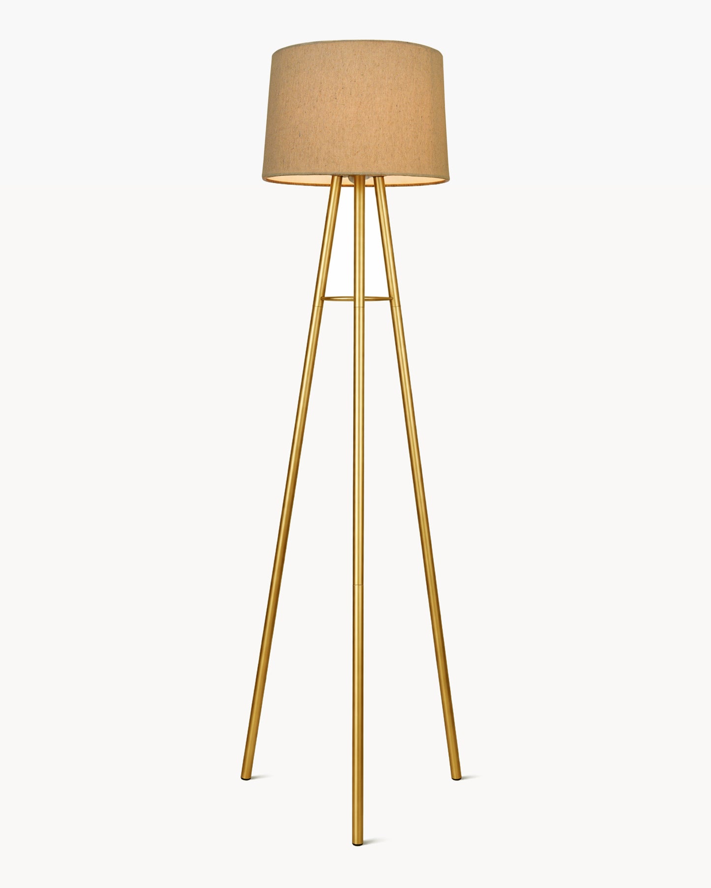 Mid Century Metal Tripod Floor Lamp,Contemporary Minimalist Standing Floor Light with Iron Legs,E27 Lamp Base,Modern Design Standing Light for Living Room,Study Room Antique Gold, Tripod