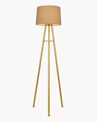 Mid Century Metal Tripod Floor Lamp,Contemporary Minimalist Standing Floor Light with Iron Legs,E27 Lamp Base,Modern Design Standing Light for Living Room,Study Room Antique Gold, Tripod