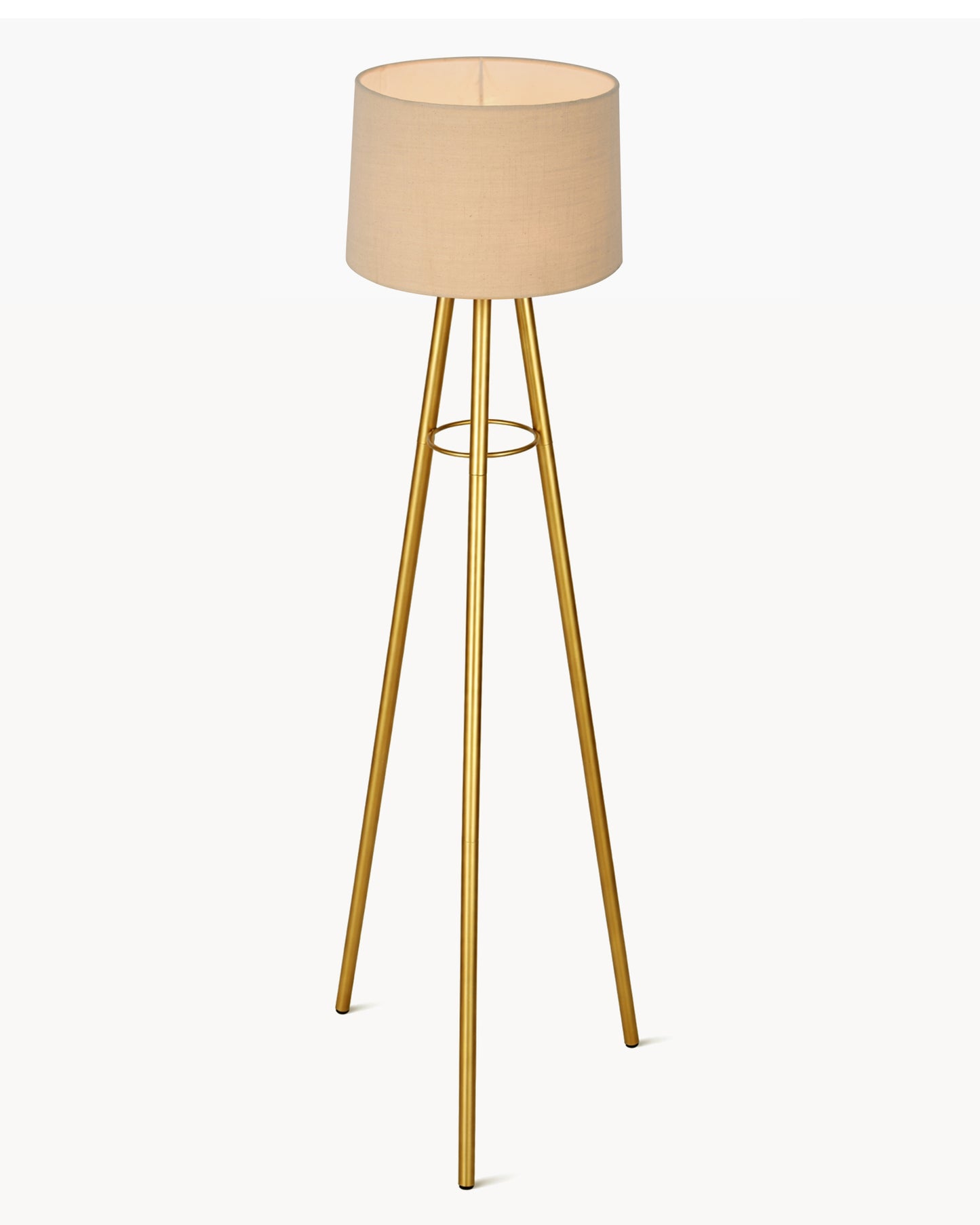 Mid Century Metal Tripod Floor Lamp,Contemporary Minimalist Standing Floor Light with Iron Legs,E27 Lamp Base,Modern Design Standing Light for Living Room,Study Room Antique Gold, Tripod