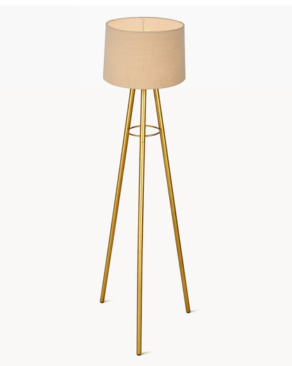 Mid Century Metal Tripod Floor Lamp,Contemporary Minimalist Standing Floor Light with Iron Legs,E27 Lamp Base,Modern Design Standing Light for Living Room,Study Room Antique Gold, Tripod