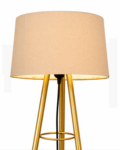Mid Century Metal Tripod Floor Lamp,Contemporary Minimalist Standing Floor Light with Iron Legs,E27 Lamp Base,Modern Design Standing Light for Living Room,Study Room Antique Gold, Tripod