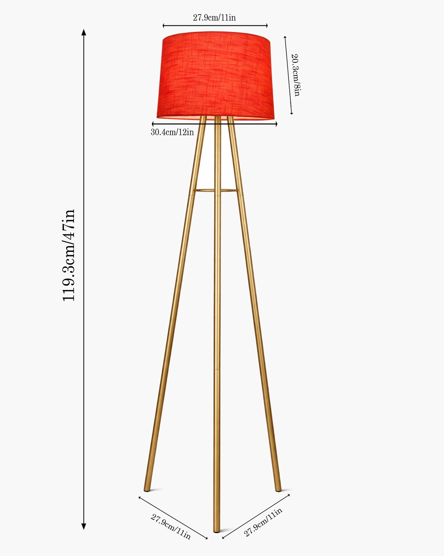 Mid Century Metal Tripod Floor Lamp,Contemporary Minimalist Standing Floor Light with Iron Legs,E27 Lamp Base,Modern Design Standing Light for Living Room,Study Room Antique Gold, Tripod