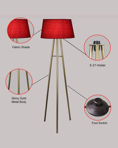 Mid Century Metal Tripod Floor Lamp,Contemporary Minimalist Standing Floor Light with Iron Legs,E27 Lamp Base,Modern Design Standing Light for Living Room,Study Room Antique Gold, Tripod