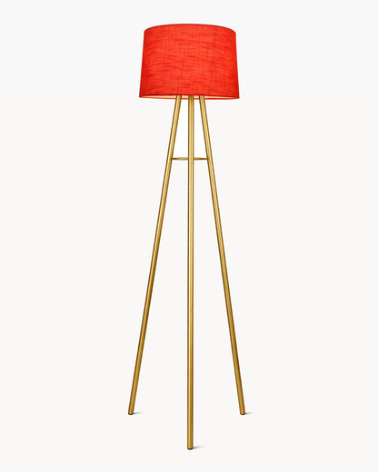 Mid Century Metal Tripod Floor Lamp,Contemporary Minimalist Standing Floor Light with Iron Legs,E27 Lamp Base,Modern Design Standing Light for Living Room,Study Room Antique Gold, Tripod