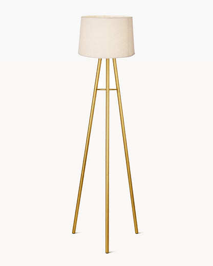 Mid Century Metal Tripod Floor Lamp,Contemporary Minimalist Standing Floor Light with Iron Legs,E27 Lamp Base,Modern Design Standing Light for Living Room,Study Room Antique Gold, Tripod