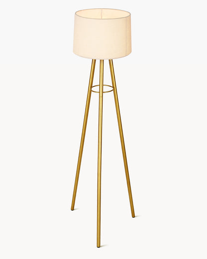 Mid Century Metal Tripod Floor Lamp,Contemporary Minimalist Standing Floor Light with Iron Legs,E27 Lamp Base,Modern Design Standing Light for Living Room,Study Room Antique Gold, Tripod