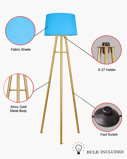 Mid Century Metal Tripod Floor Lamp,Contemporary Minimalist Standing Floor Light with Iron Legs,E27 Lamp Base,Modern Design Standing Light for Living Room,Study Room Antique Gold, Tripod