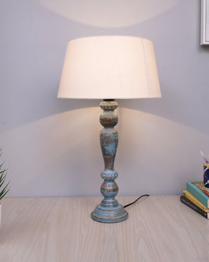 Eureka Polka Wood Table Lamp Bedside Distressed Living Room Light