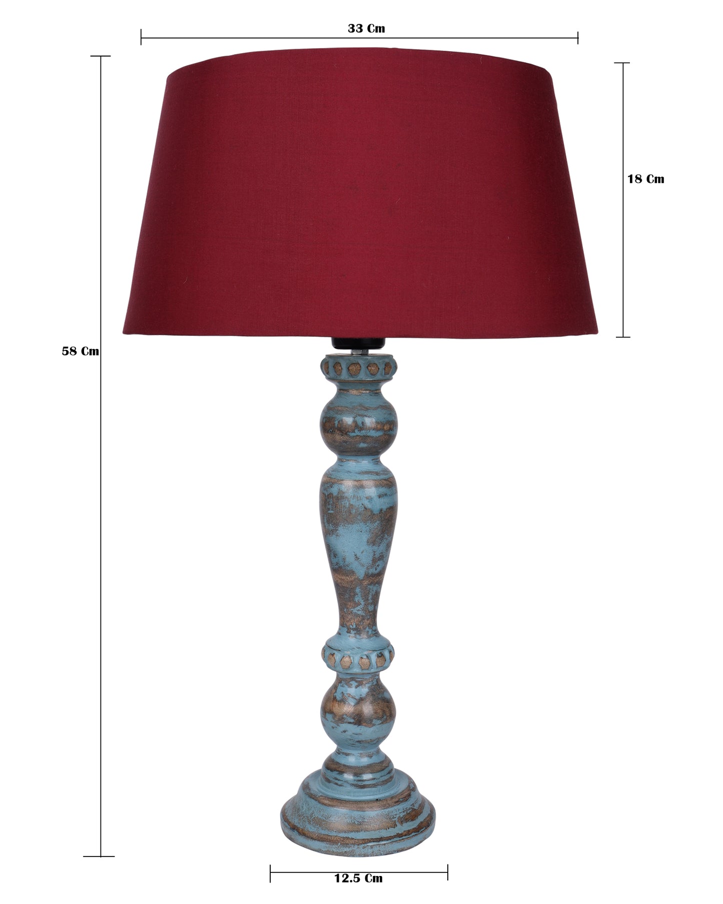 Eureka Polka Wood Table Lamp Bedside Distressed Living Room Light
