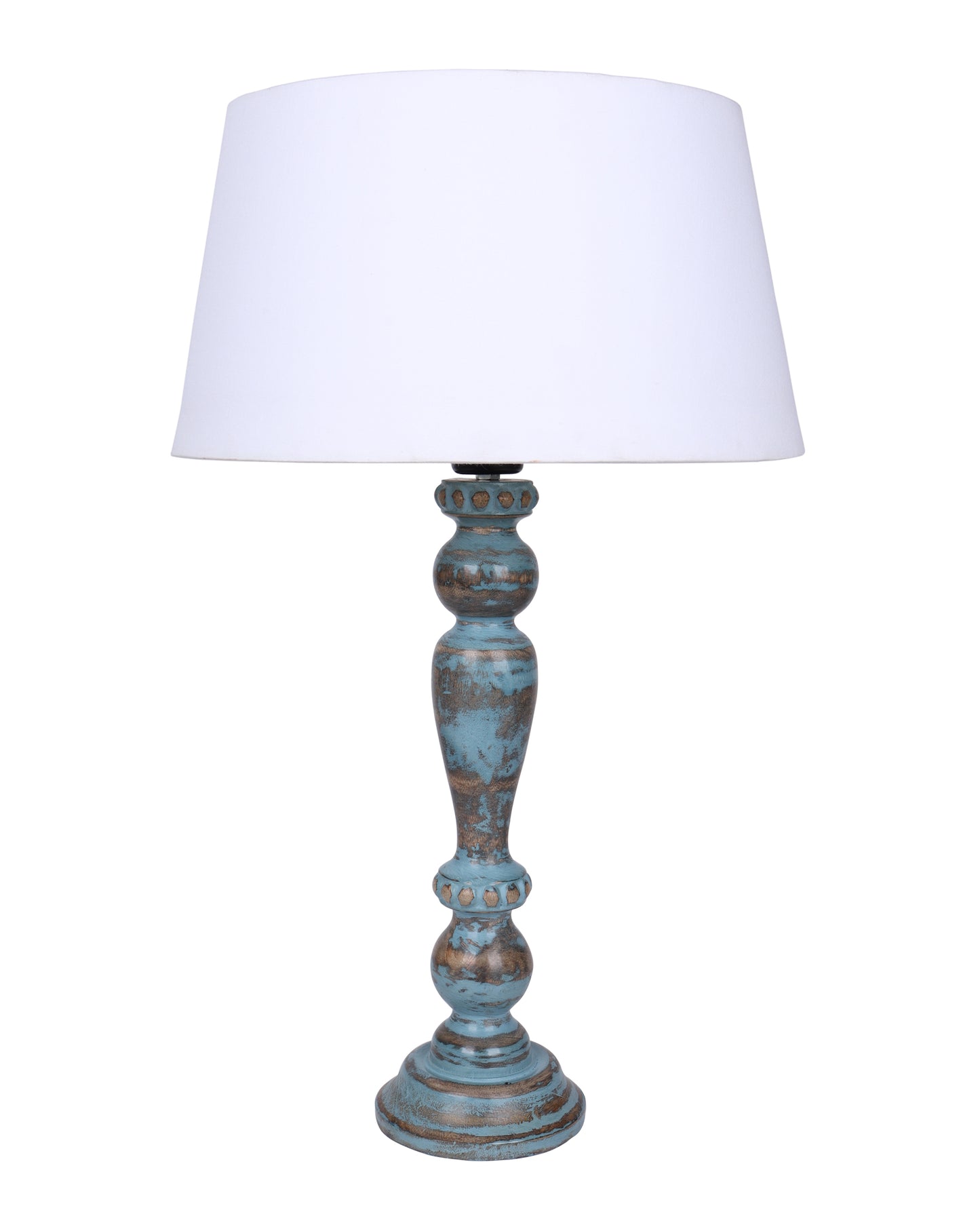 Eureka Polka Wood Table Lamp Bedside Distressed Living Room Light