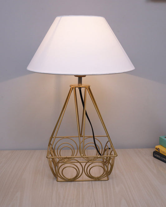 Modern Farmhouse Metal Golden Desk Table Lamp, Bedside Living Room